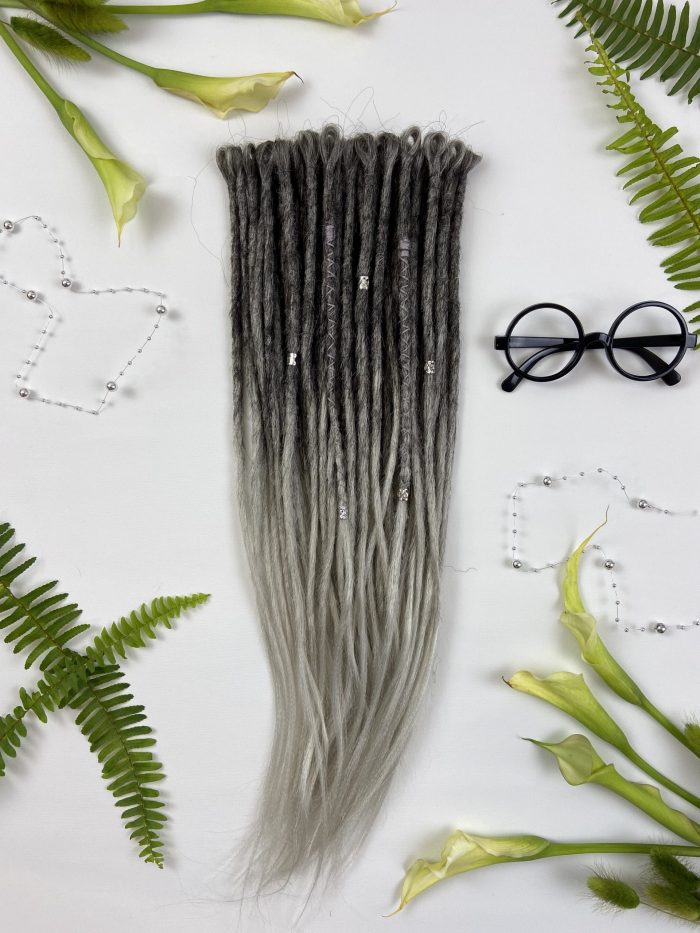 Dunkelgraue synthetische Dreadlocks Foto 05
