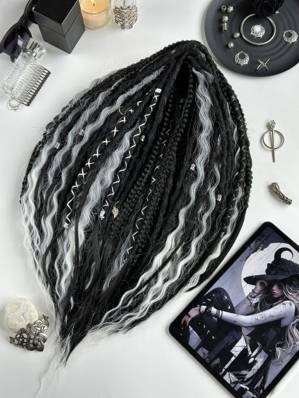 Texturierte Dreadlocks – Schwarz Grau