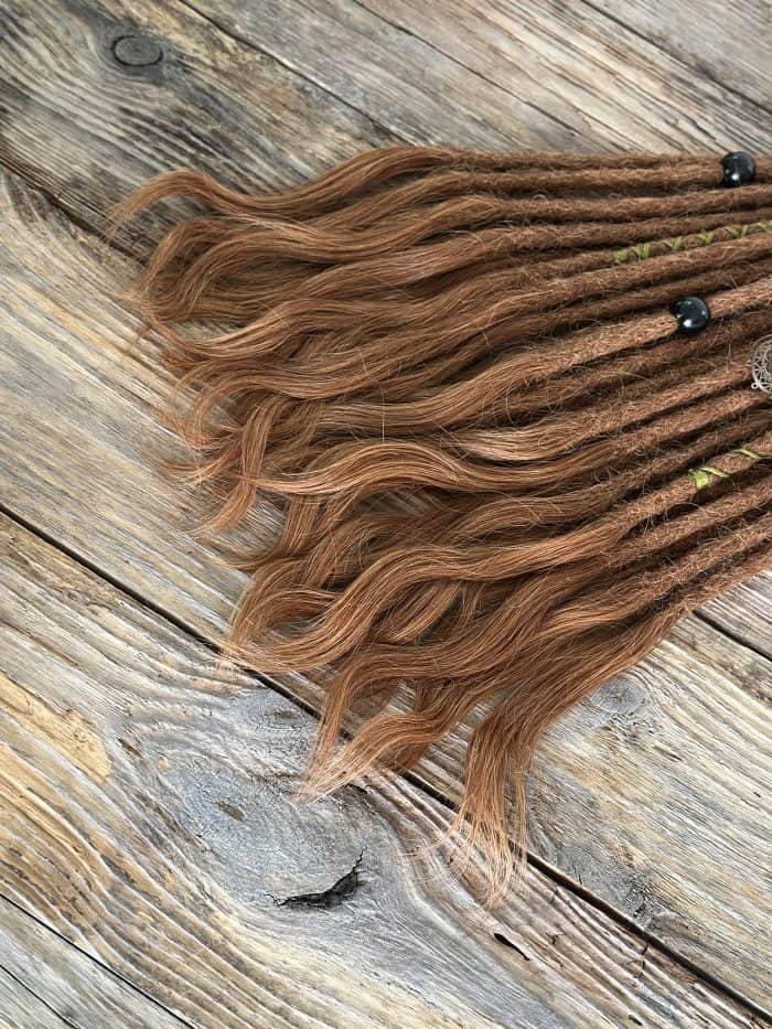 Ginger red dreadlocks back view – 0.8 cm thickness