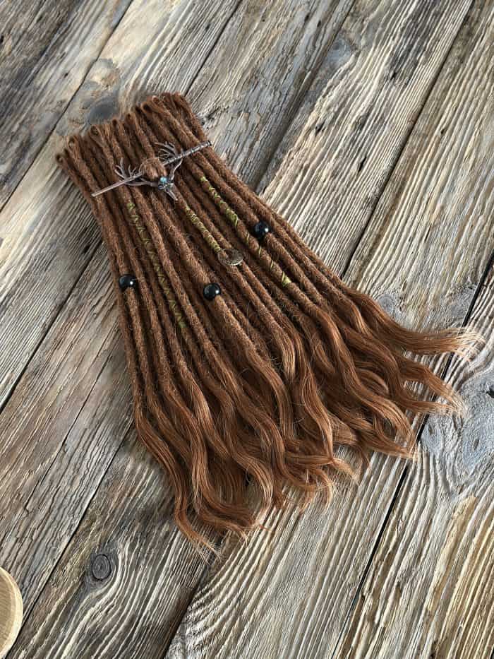 Crochet ginger red human hair dreads install process