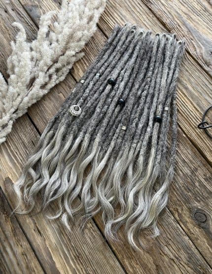 Ash grey human hair dreadlocks front view 20 inch DaddyDread