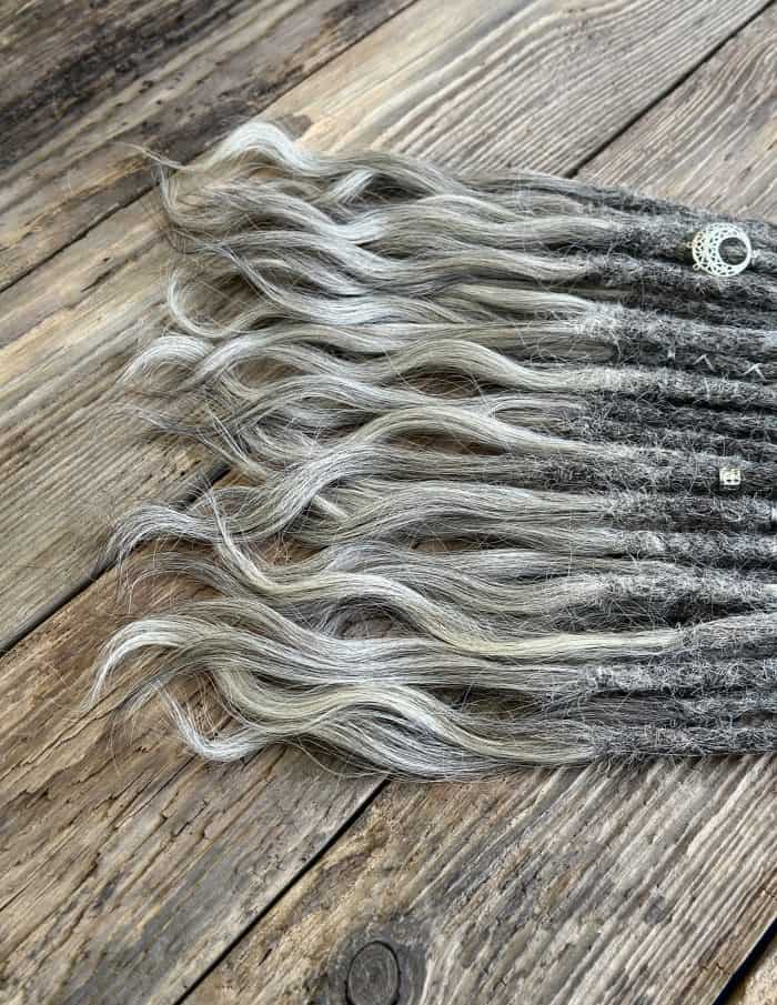 Ash grey human hair dread extensions length 24 inch DaddyDread