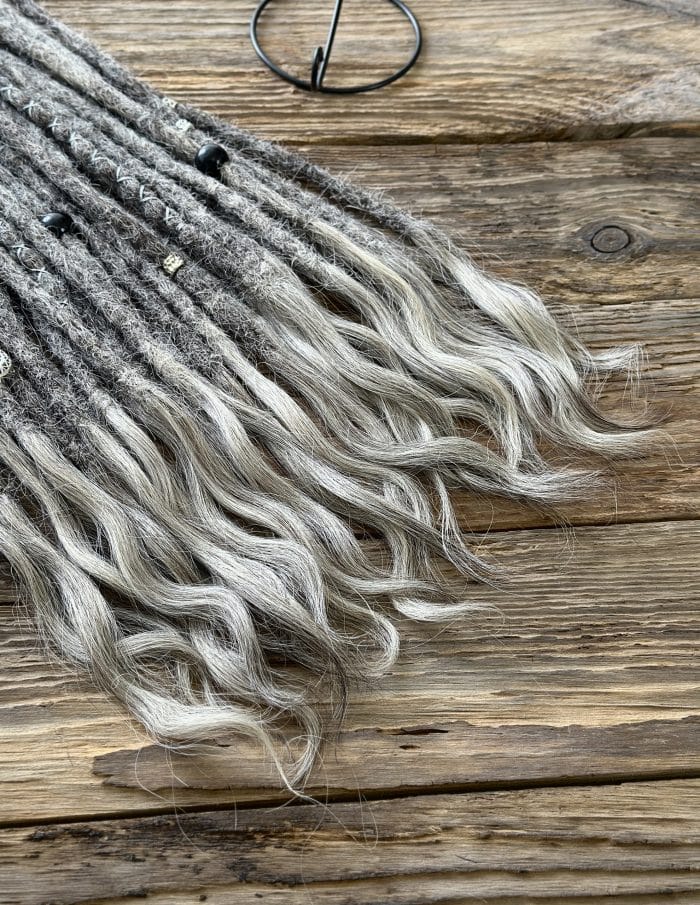 Back view silver grey dreadlocks mixed colors 1B/11-11 DaddyDread