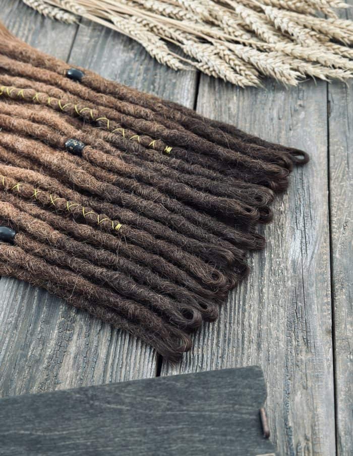 Copper ombre dread extensions with beads details DaddyDread