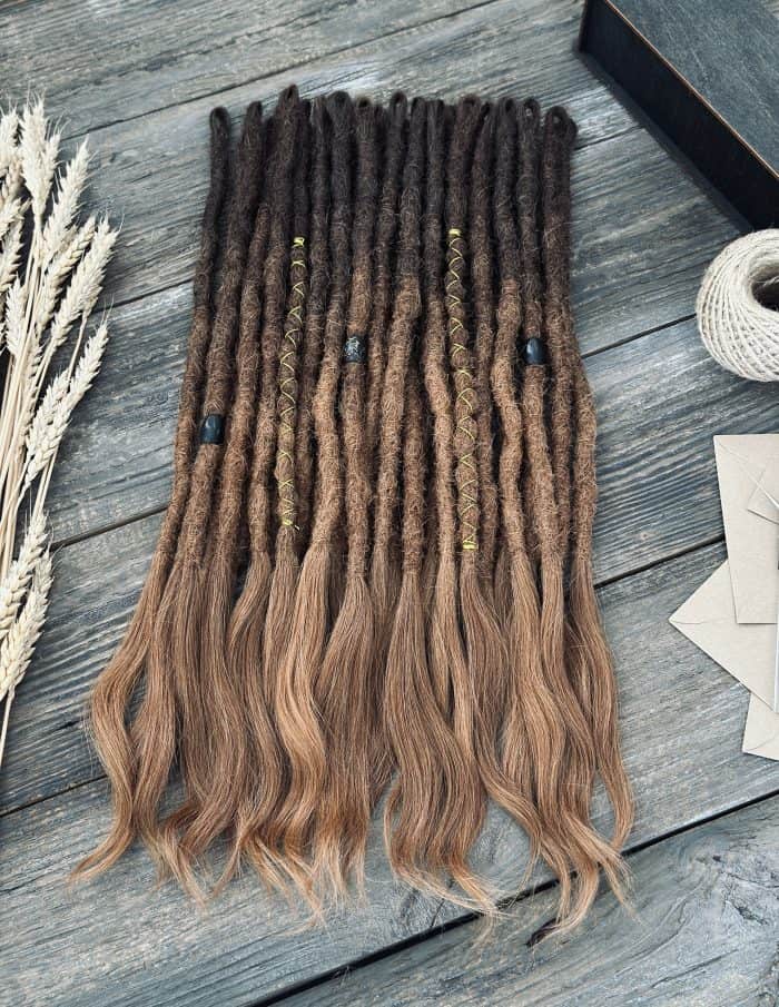 Ombre dreadlocks mixed colors styled look DaddyDread