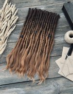 Dark Brown to Copper Ombre Human Hair Dreadlock Extensions