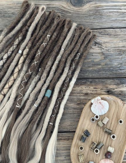 Driftwood blonde dread extensions side angle – DaddyDread handmade