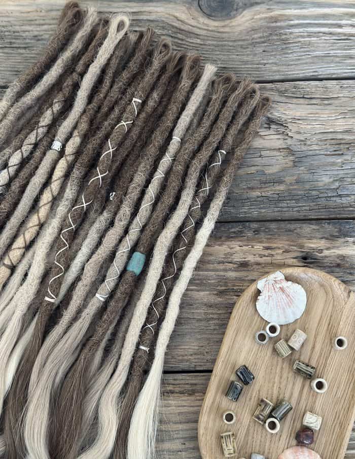 Driftwood blonde dread extensions side angle – DaddyDread handmade