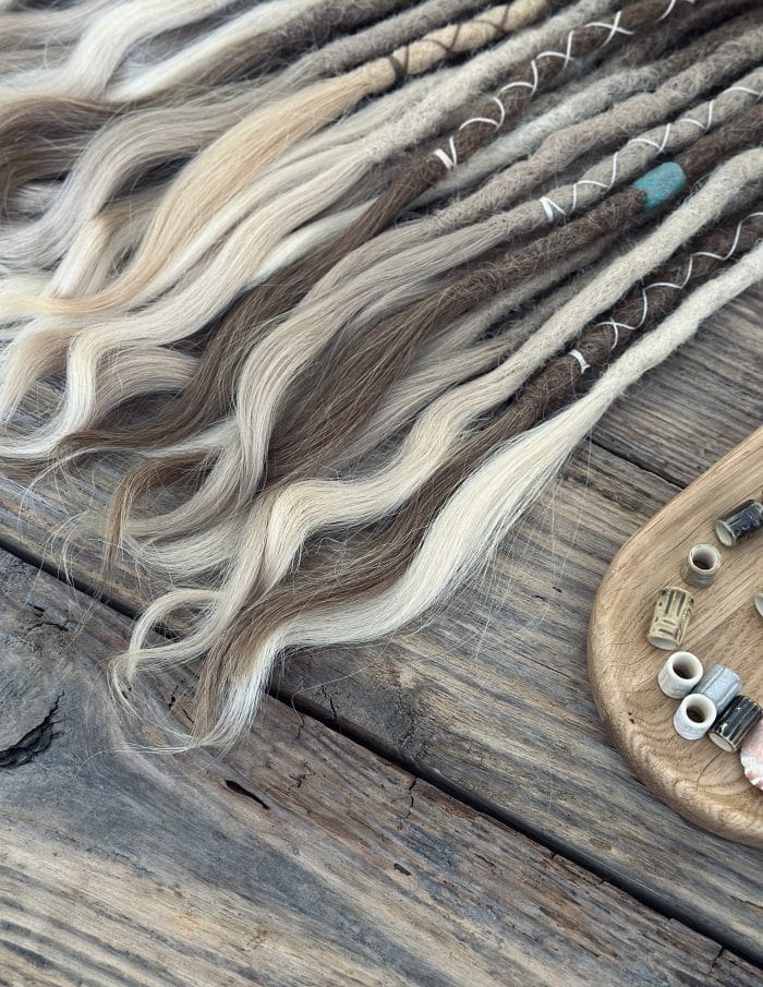 Handmade driftwood blonde crochet dreads detail – DaddyDread
