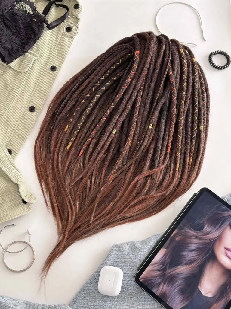 Chestnut Copper Ombre Smooth Dread Extensions