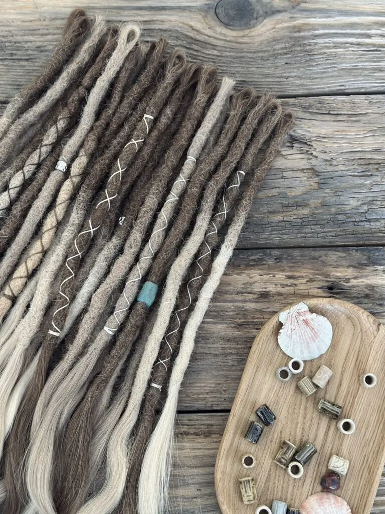 Mixed Natural Blonde & Brown Human Hair Dreadlock Extensions