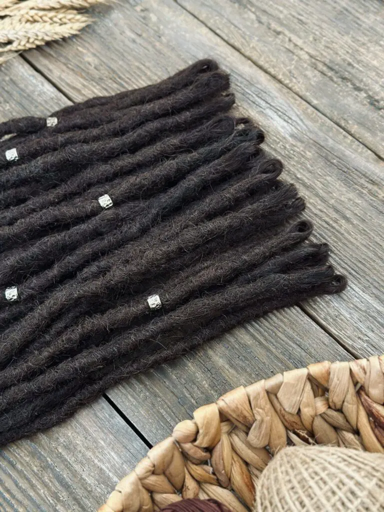 Natural Black Human Hair Dread Extensions with Soft Brown Hue
