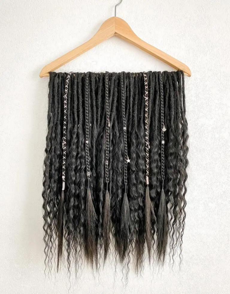 Natural Black 1B Synthetic Curly Dread Extensions with Silver Charms