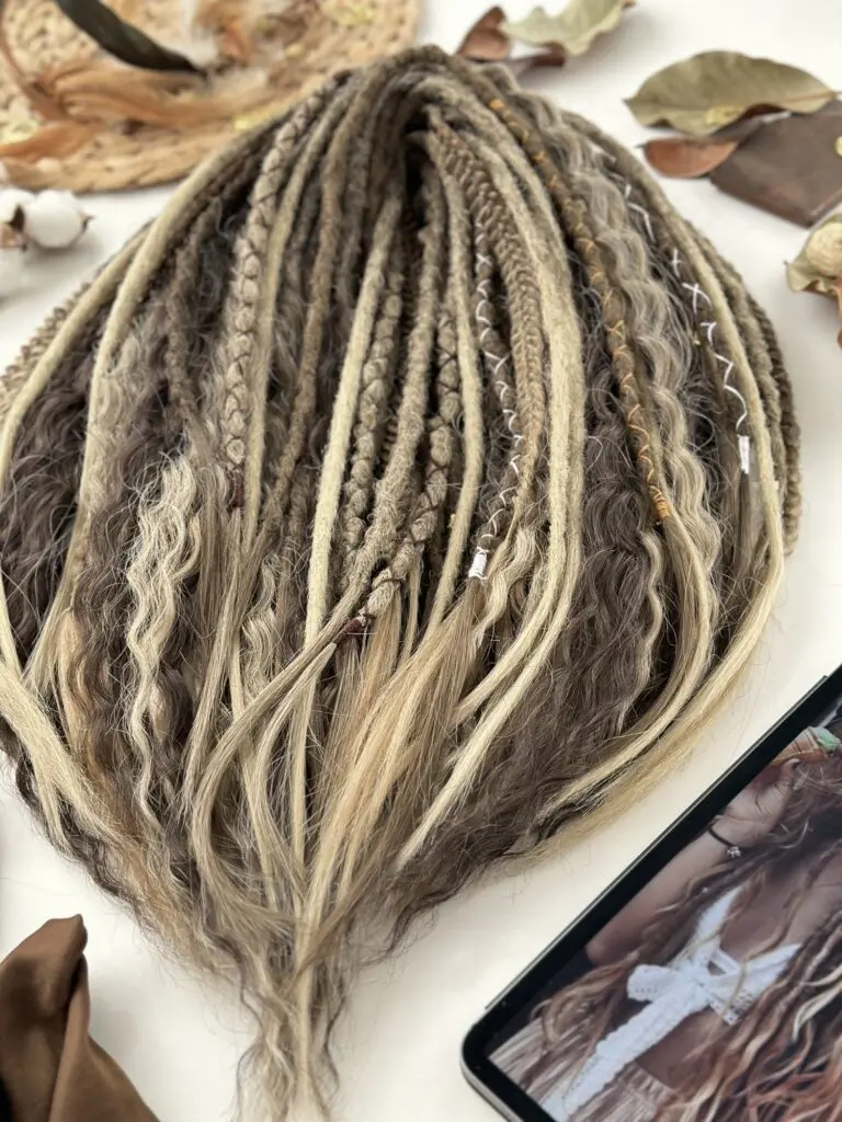 Brown Sandy Curly Dread Extensions with Six-Texture Mix