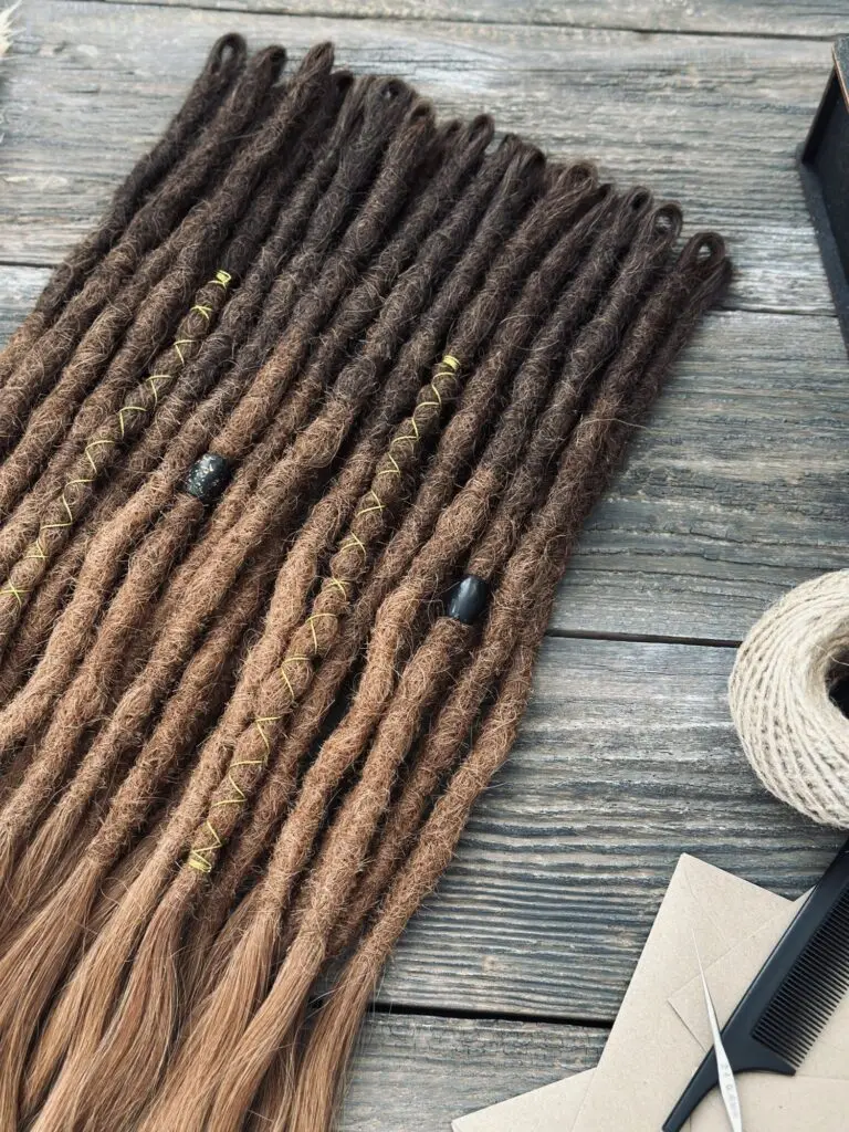 Dark Brown to Copper Ombre Human Hair Dread Extensions