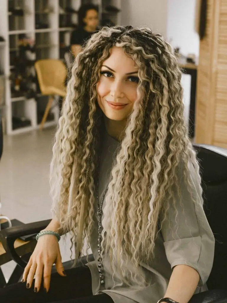 Brown to Blonde Ombre Synthetic Curly Dread Extensions with Celtic Charm