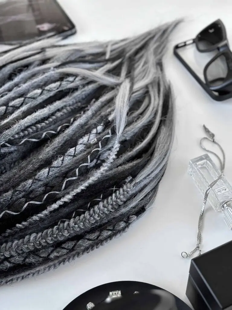 Black Grey Ombre Smooth Dread Extensions, Smooth Crochet Dreads