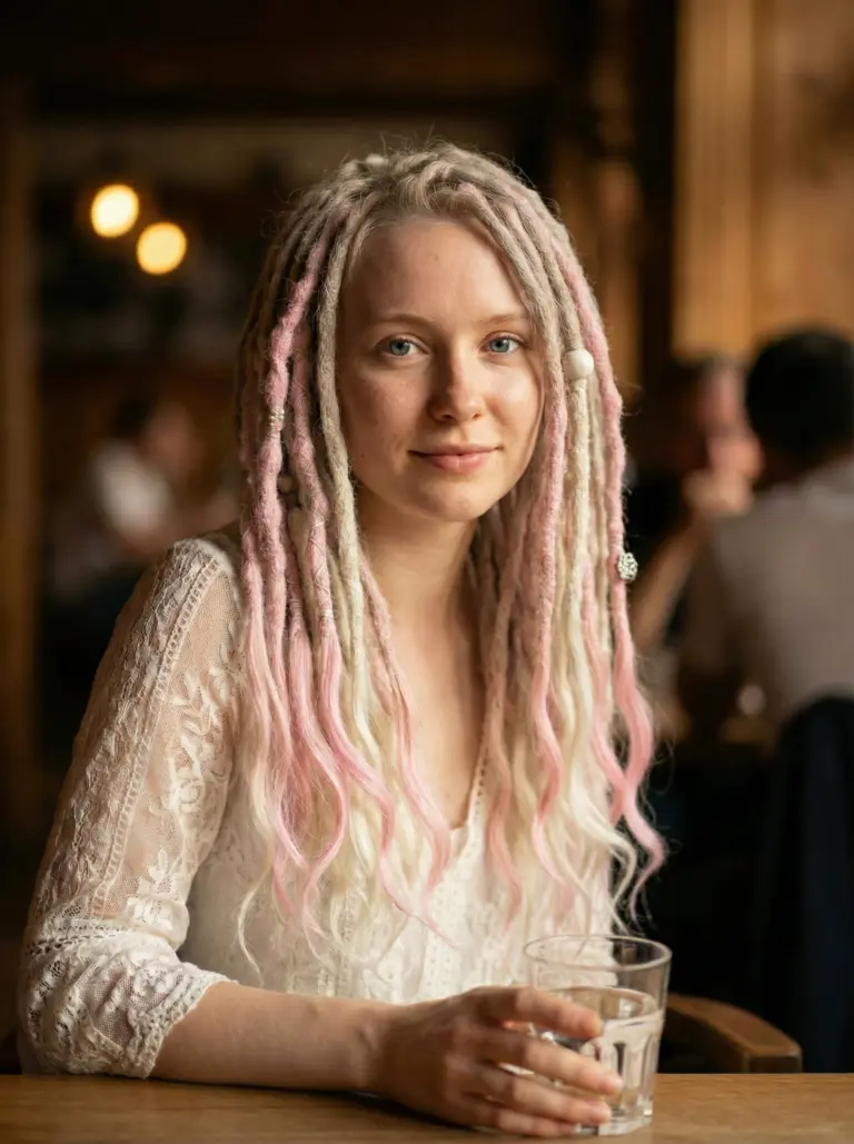 Blonde & Pink Human Hair Dreadlock Extensions