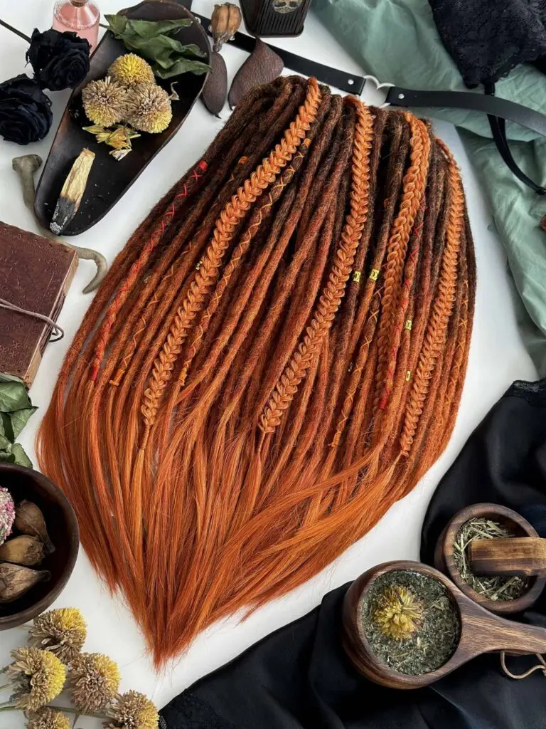 Dark Brown Copper Ombre Synthetic Dreads, Crochet Dread Extensions
