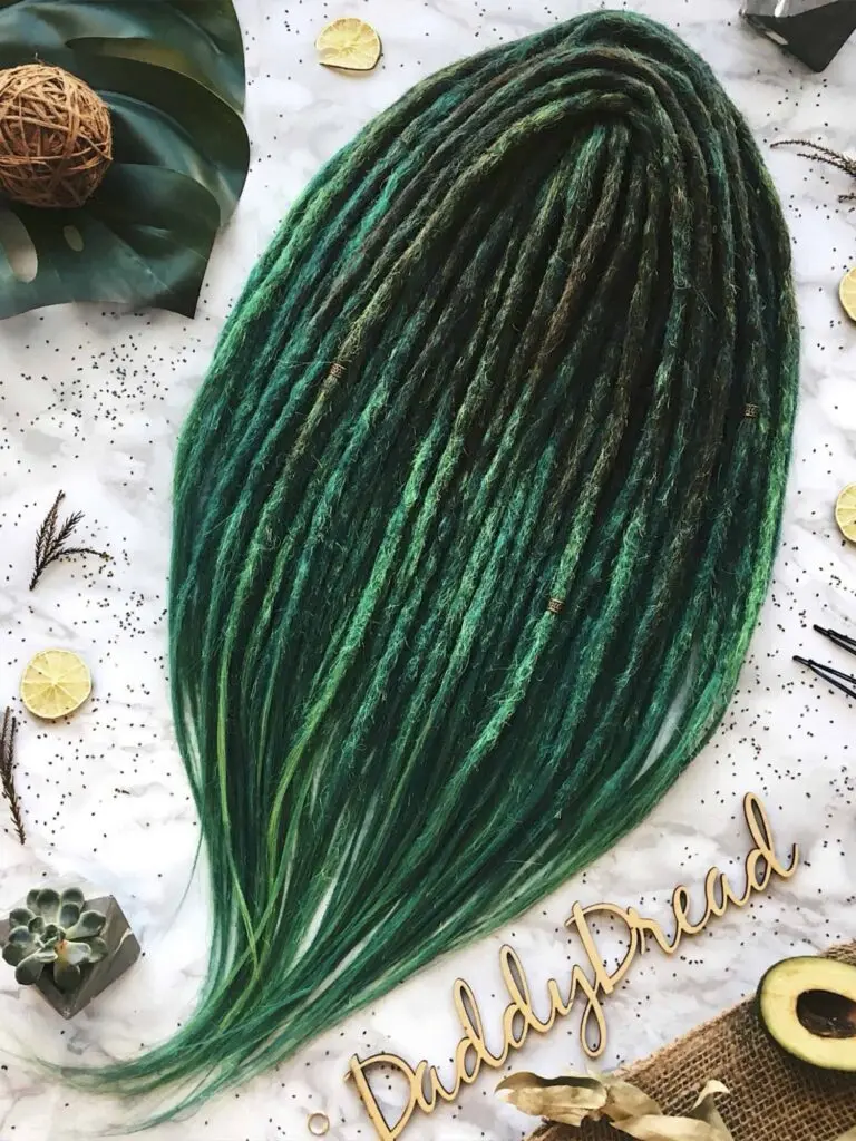 Forest Elf Brown-Green Synthetic Dreads, Crochet Dread Extensions