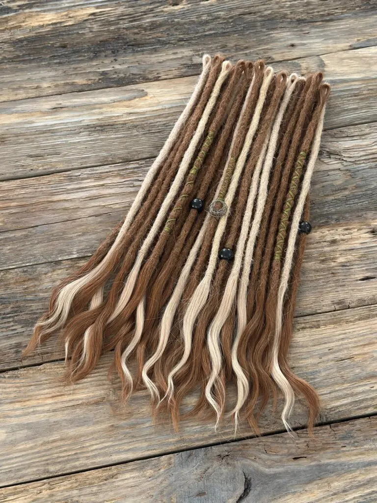Ginger Copper & Blonde Mix Human Hair Dread Extensions