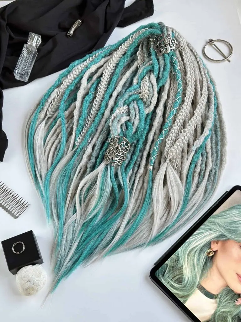 Mermaid Ash Emerald Textured Dread Extensions