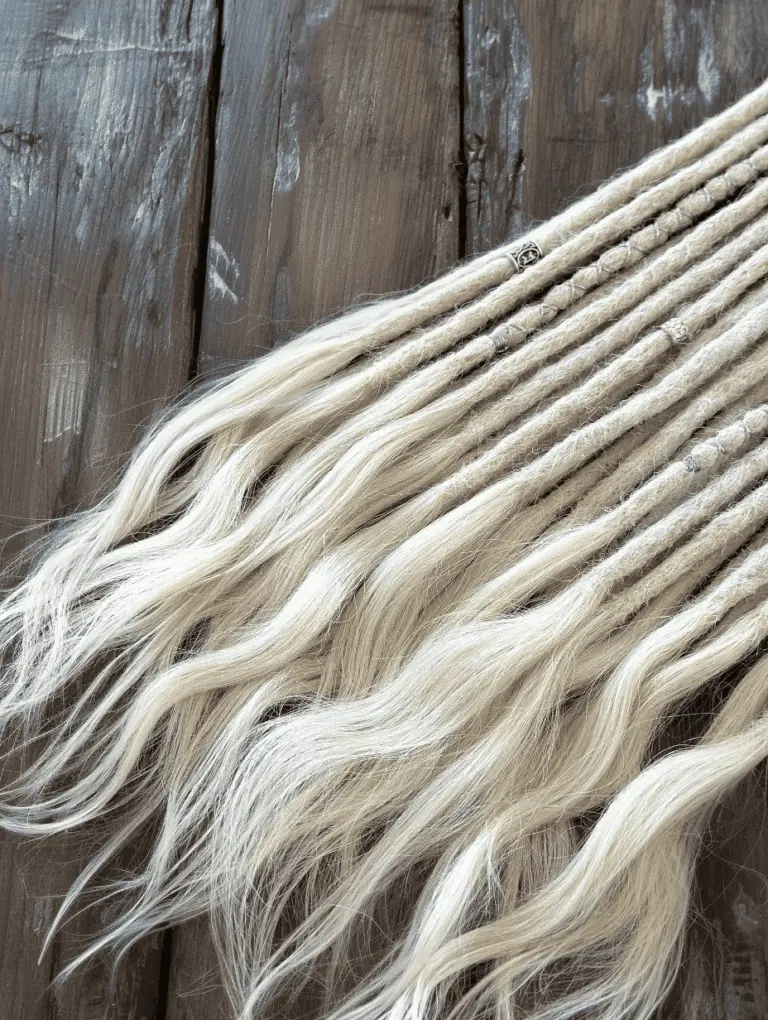 Scandinavian Blonde Human Hair Dread Extensions with Viking Beads
