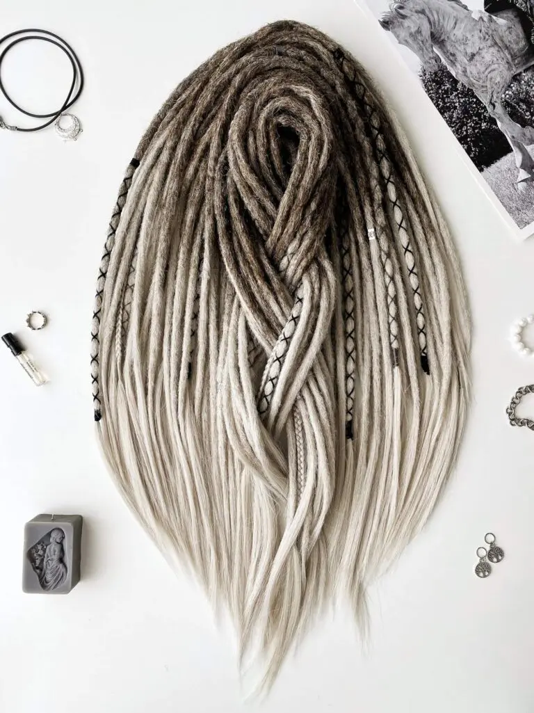 Viking Brown Grey Ash Blonde Ombre Synthetic Dreads, Crochet Dread Extensions