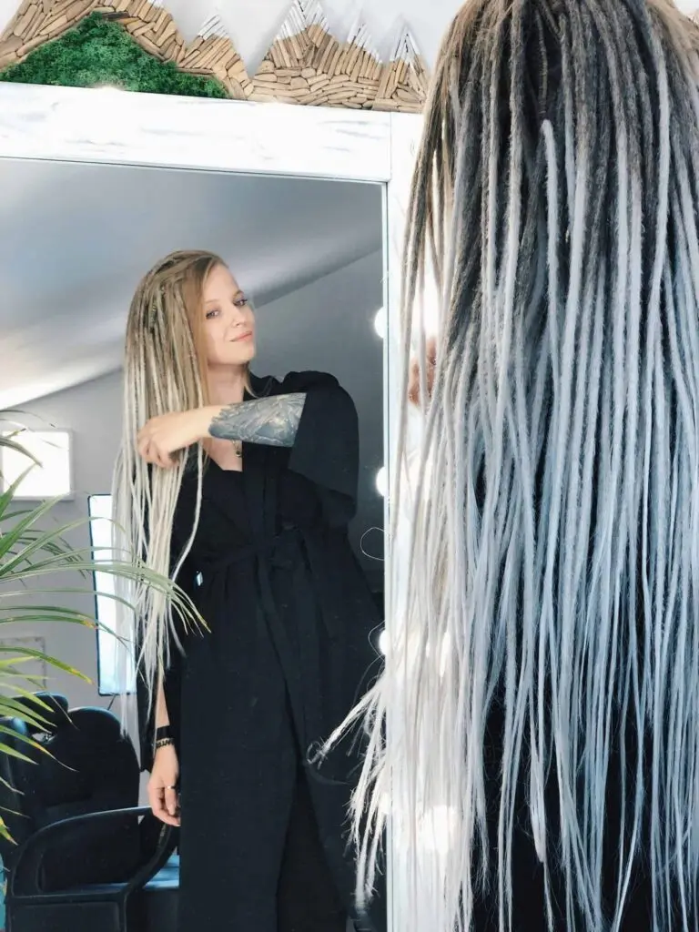 Viking Brown Grey Ash Blonde Ombre Synthetic Dreads, Crochet Dread Extensions
