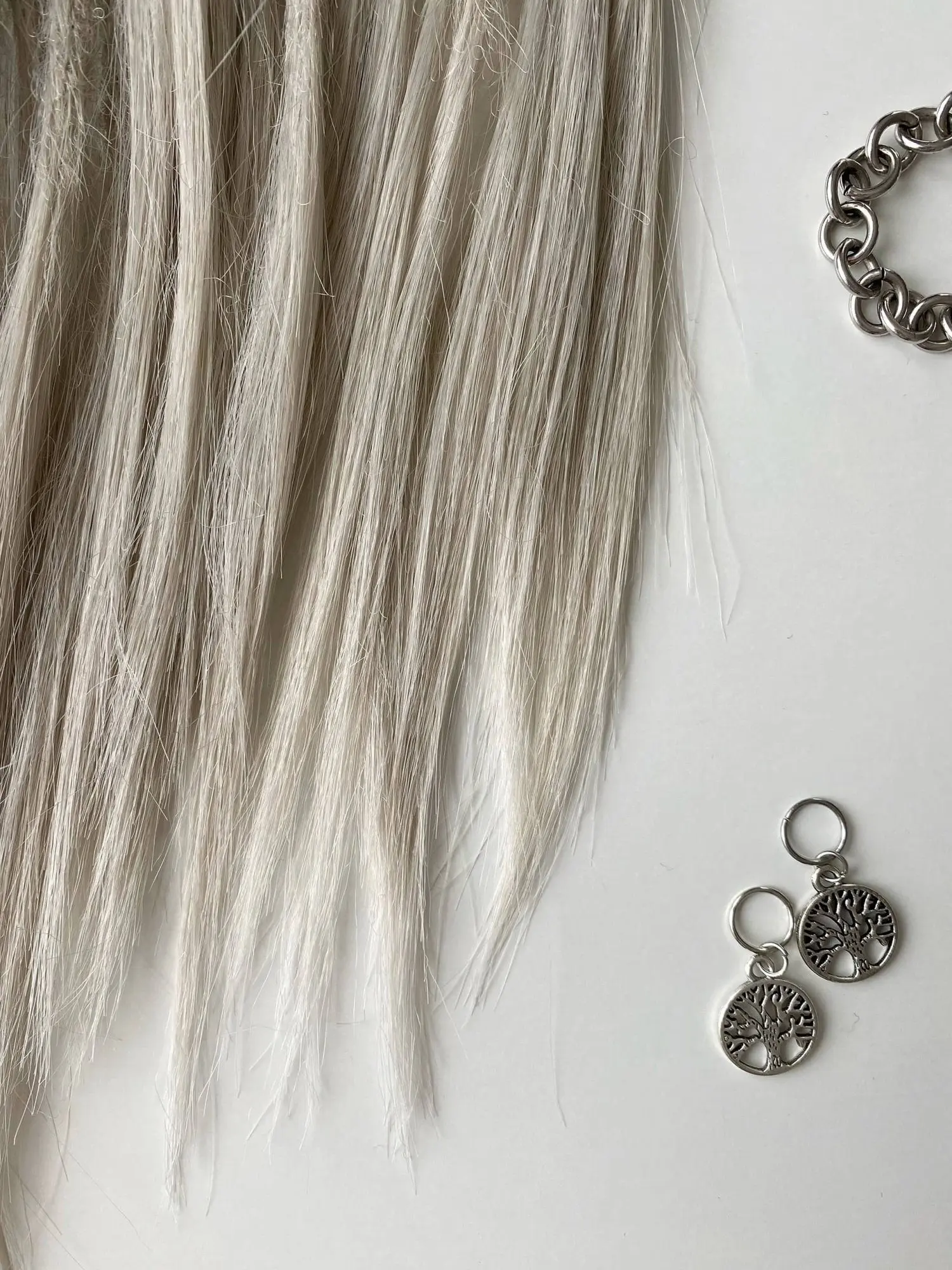 Viking dread extensions silver platinum tips with tree of life charms