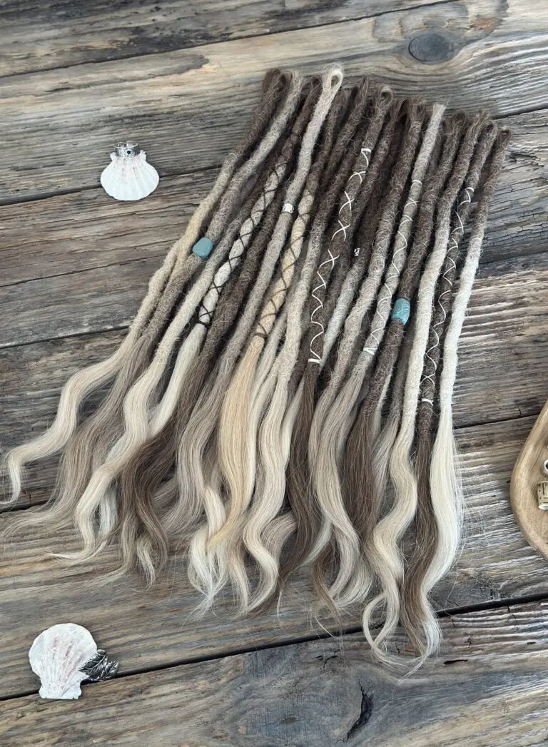 Mixed Natural Blonde & Brown Human Hair Dreadlock Extensions
