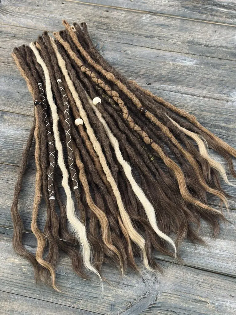 Chestnut & Caramel Blonde Mix Human Hair Dread Extensions