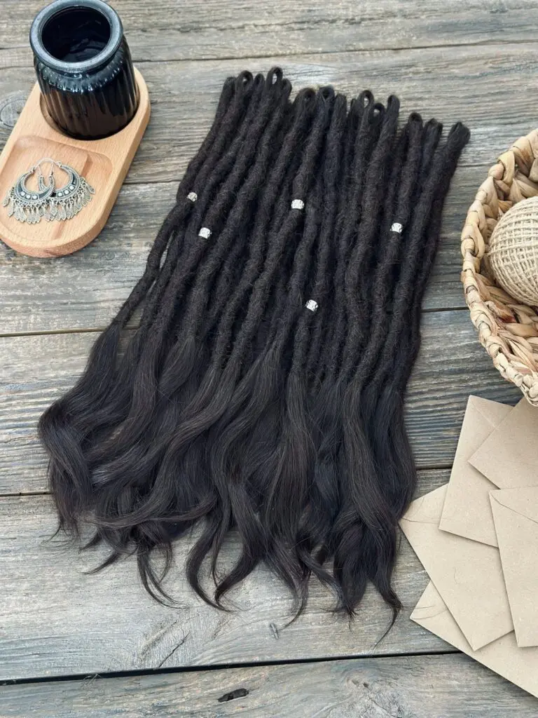 Natural Black Human Hair Dread Extensions with Soft Brown Hue