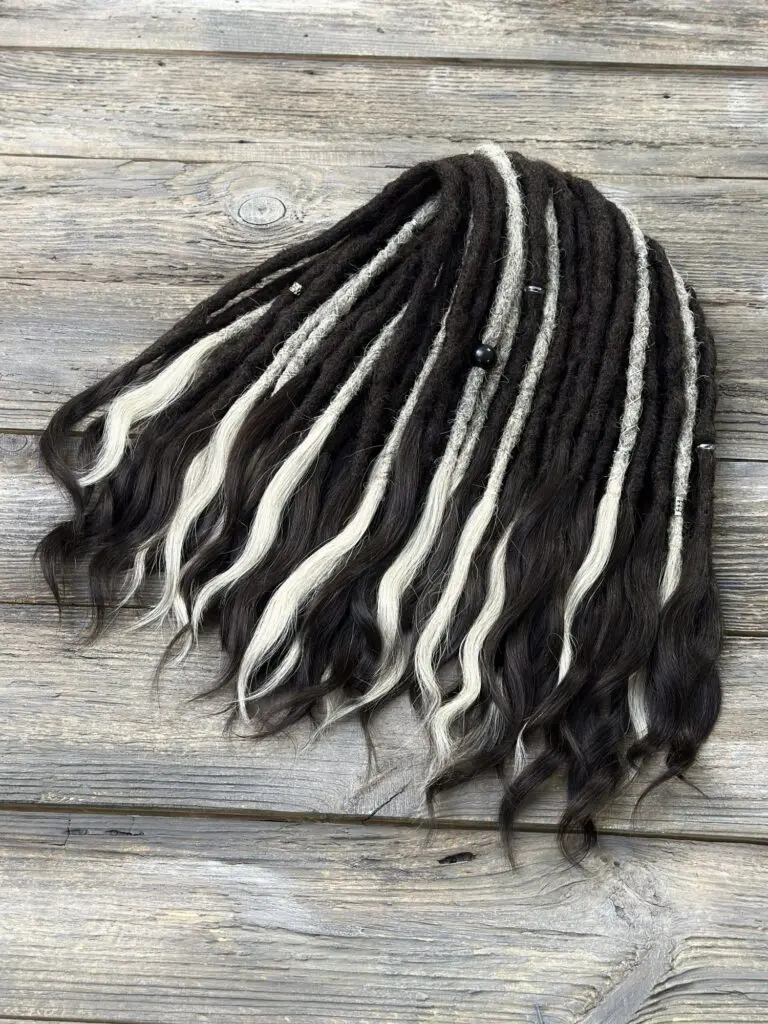 Natural Black & Ash Grey Mix Human Hair Dread Extensions