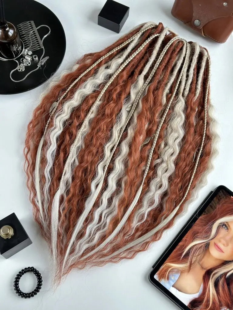 Curly Dreads – Ginger Red with Cream