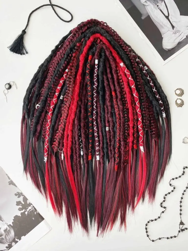 Bloodmoon Black Red Textured Dread Extensions