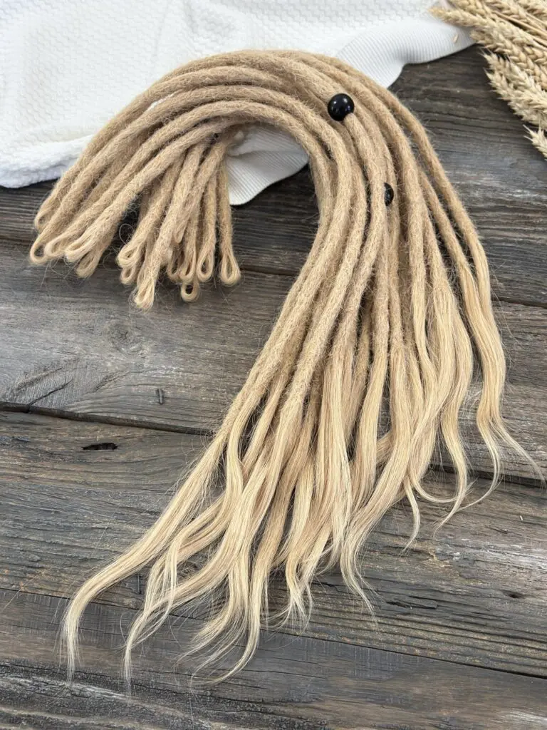 Warm Blonde Human Hair Dread Extensions with Black Wooden Beads