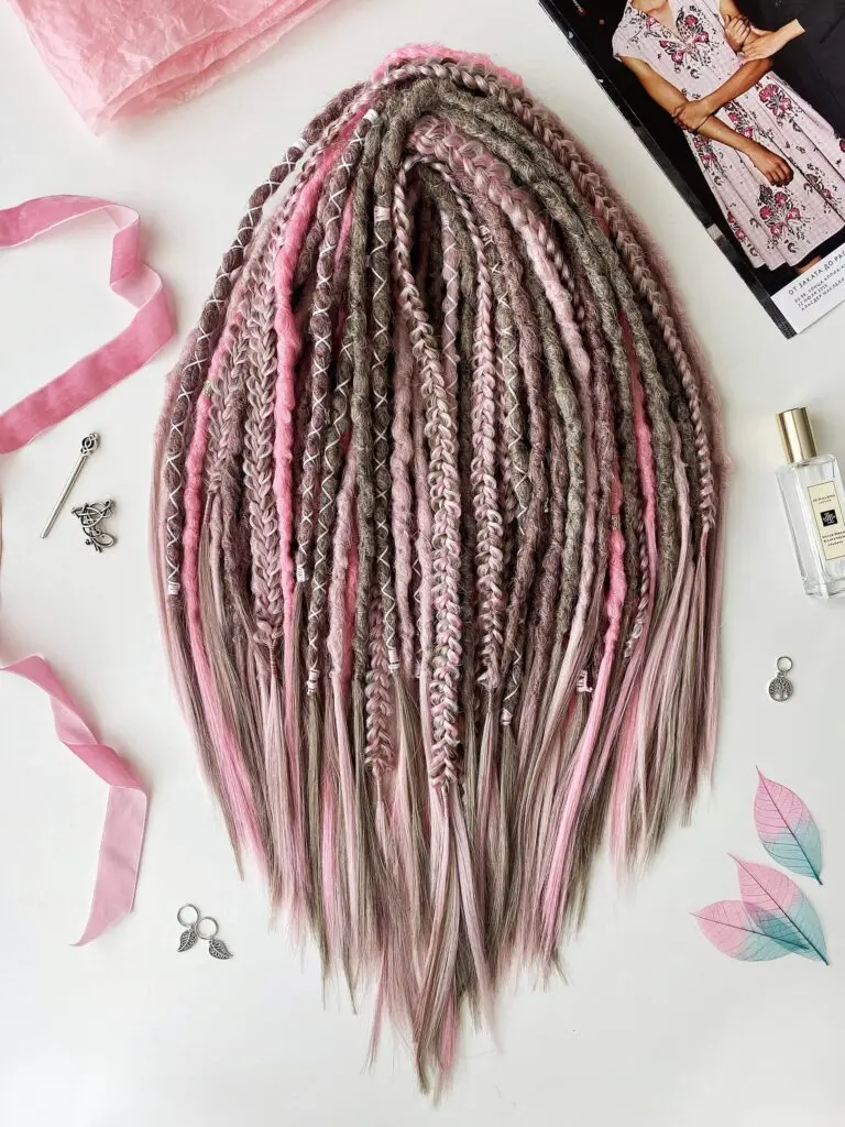 Ash Pink Grey 4-Tone Textured Dread Extensions