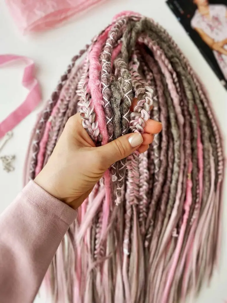 Ash Pink Grey 4-Tone Textured Dread Extensions