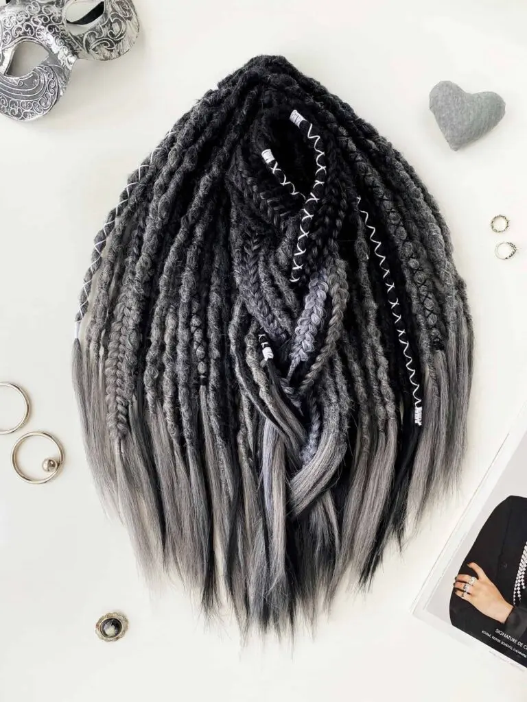 Black Grey Ombre Textured Dread Extensions