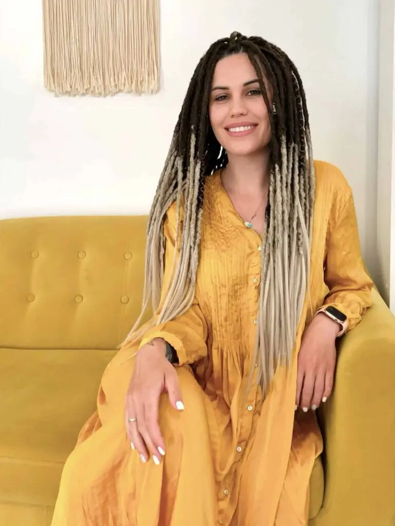 Brown Blonde Boho Ombre Textured Dread Extensions with Feathers