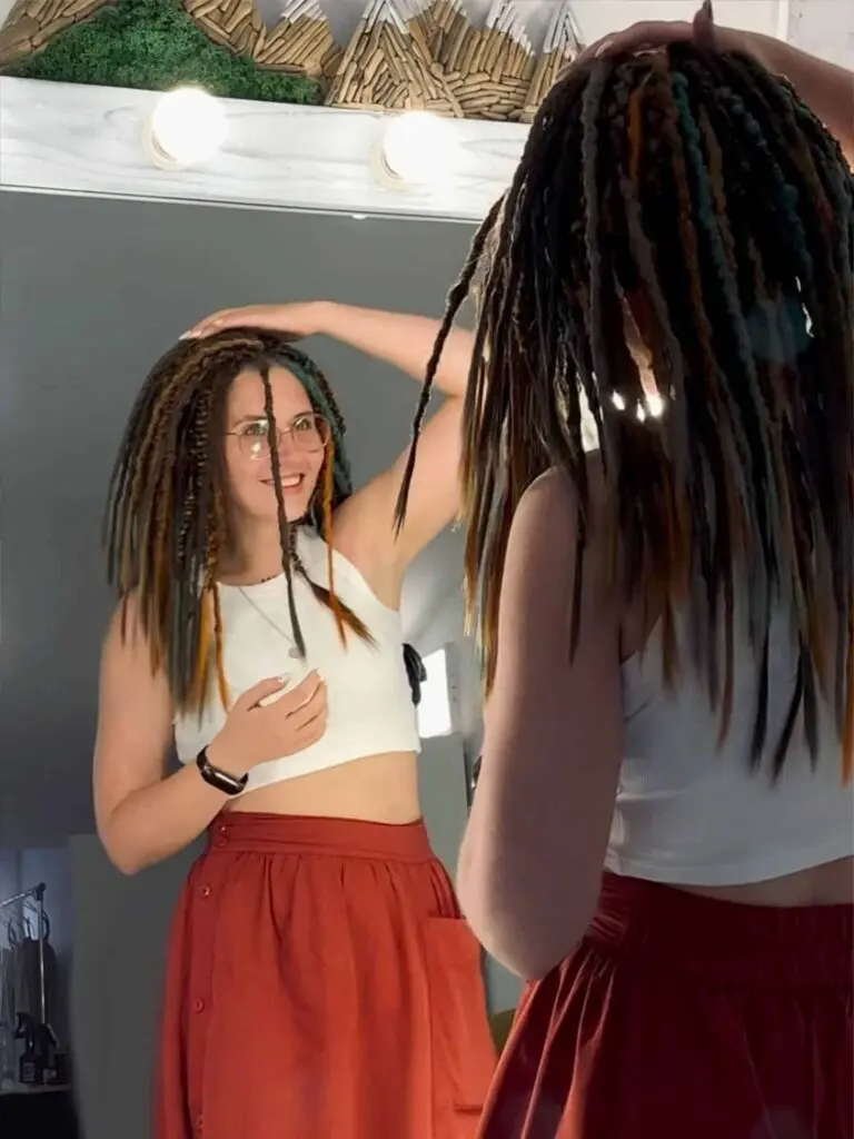 Elven Forest Brown Ginger Green Textured Dread Extensions