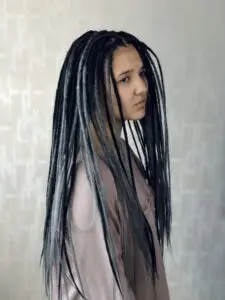 Black Grey Ombre Smooth Dreads — Classic Braid-In Install