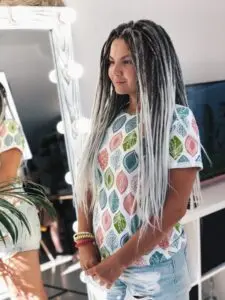 Viking Brown Grey Ash Blonde Smooth Dreads with Extra Brown Roots